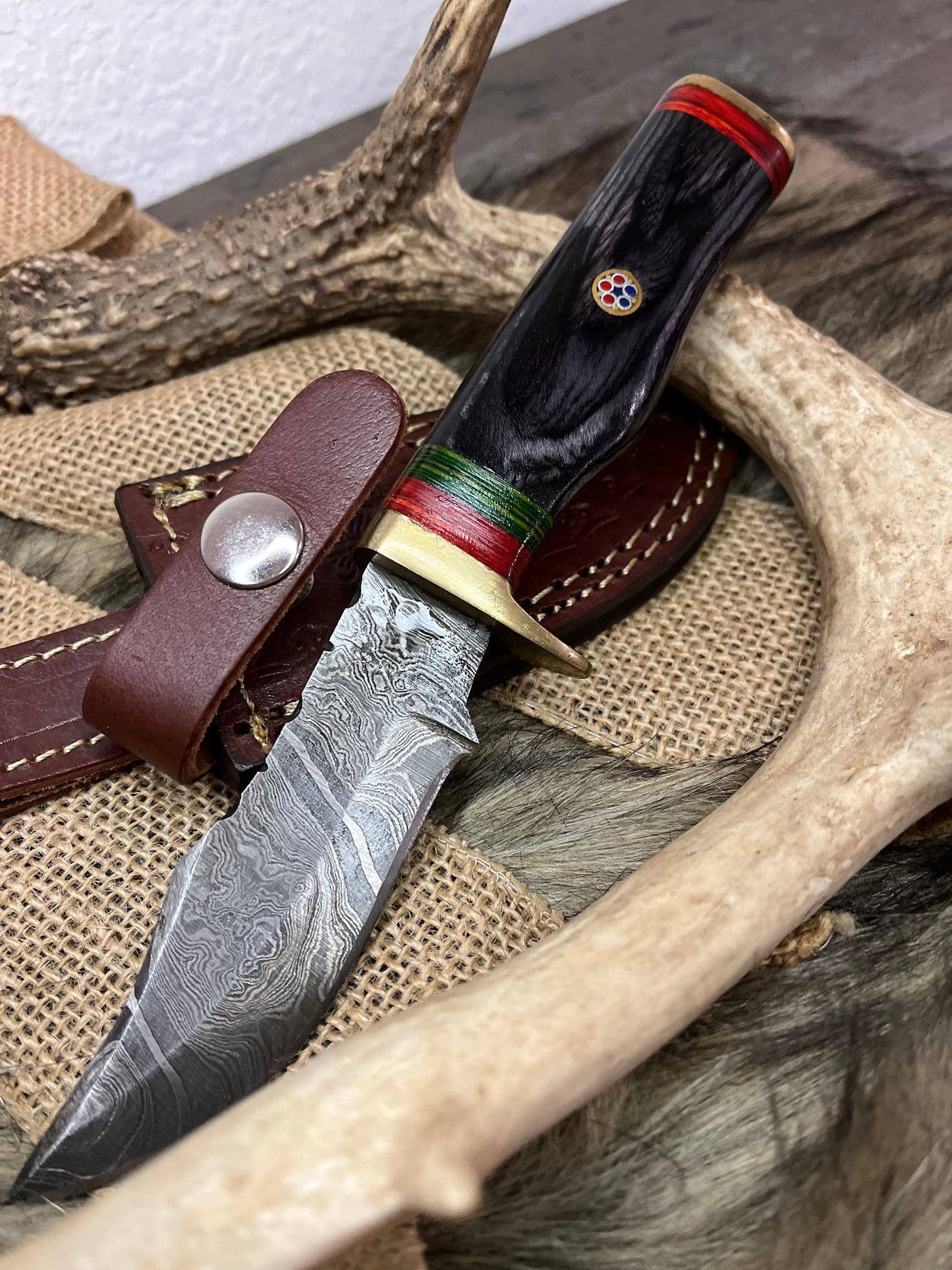 Hardwood/ Brass black Bowie knife