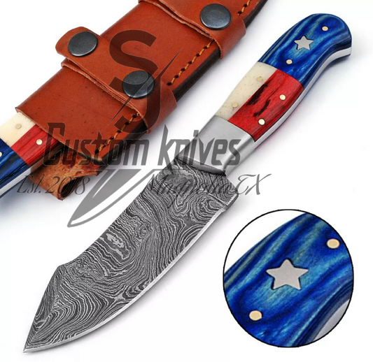 Texas flag Hardwood fixed blade