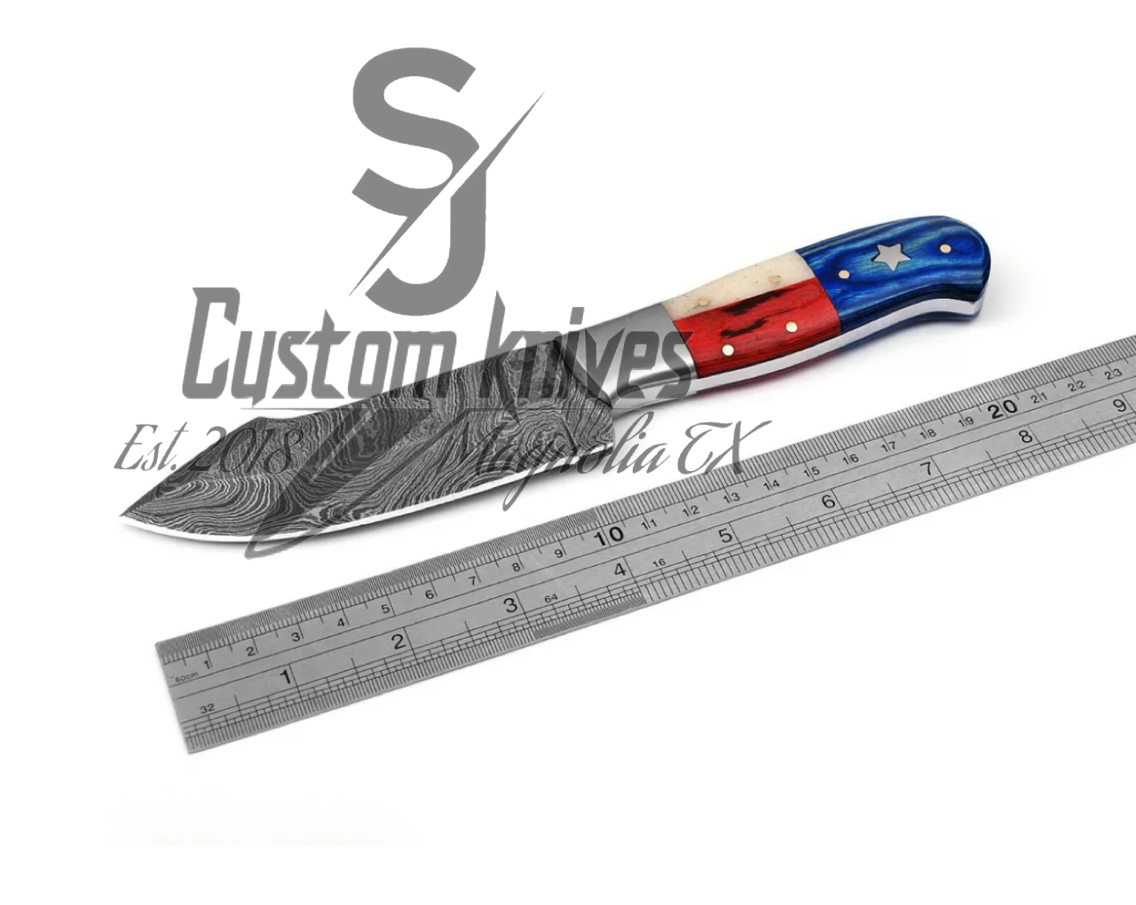 Texas flag Hardwood fixed blade